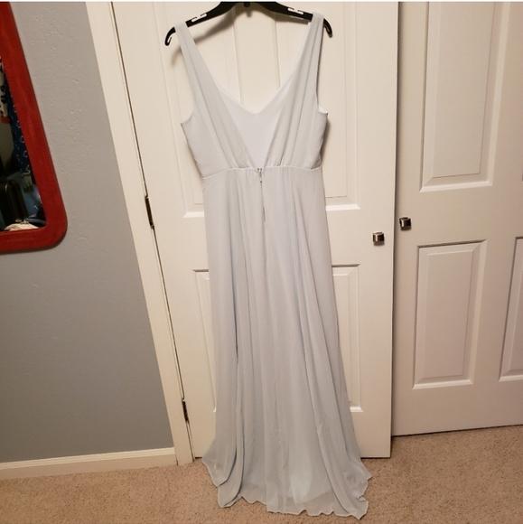 Show Me Your Mumu Gown Jenn Tie Chiffon V Neck Blue Size Large NWT - Picture 5 of 12